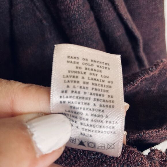 Groceries Apparel Drape Front Cardigan Sweater Small Open Front Burgundy Pockets - Picture 8 of 11